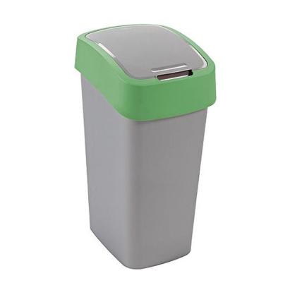 Coș de gunoi Curver Flip Bin 9L, gri-argintiu și verde