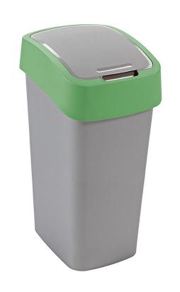 Coș de gunoi Curver Flip Bin 45L, gri-argintiu cu verde