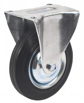 Roată fixă Renost 125 mm cu suport zincat, neagră, pentru transport