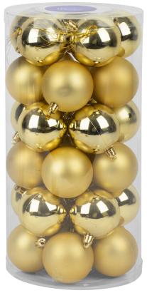 Set 30 globuri aurii pentru brad MagicHome, mix finisaje, 6 cm