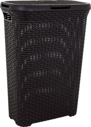 Cos de rufe Curver Style 40L maro, cu capac si aspect ratan