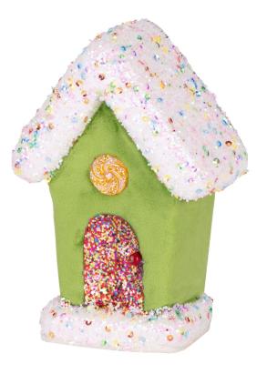 Decorațiune de Crăciun MagicHome Candy Line căsuță verde suspendabilă 11x16 cm