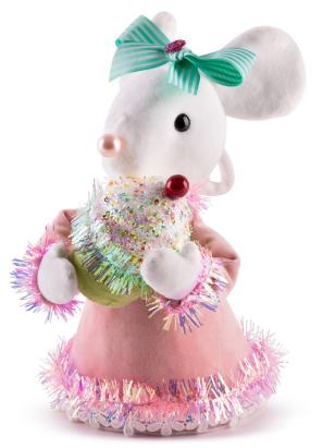 Decorațiune de Crăciun MagicHome Candy Line, șoricel roz, 27 cm