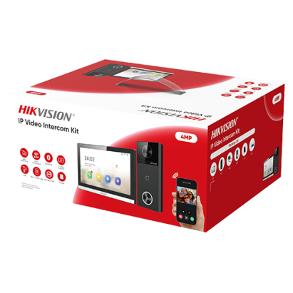 Kit videointerfon IP, 4MP, IR 3m, Wi-Fi 6, 2.4Ghz, PoE, IP65 - HIKVISION DS-KIS610-P SafetyGuard Surveillance
