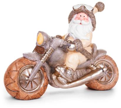 Decorațiune de Crăciun Moș Crăciun pe motocicletă retro, ceramică