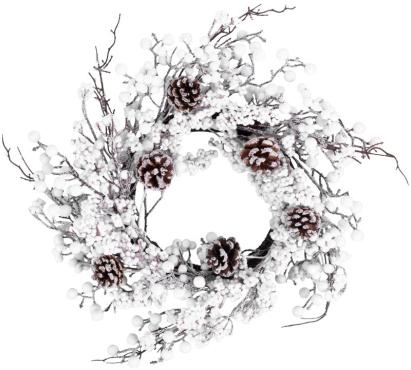 Coronita decorativa de Craciun MagicHome, cu globuri si conuri, 50 cm