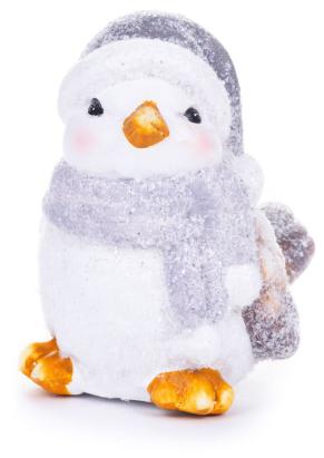 Decorațiune de Crăciun pasăre femelă cu fular gri, teracotă, 13,8 cm