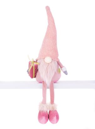 Decoratiune de Craciun spiridus roz MagicHome, 62 cm