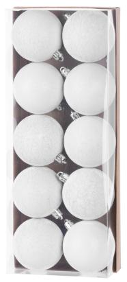 Set 10 globuri albe pentru bradul de Crăciun, 6 cm, MagicHome