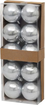 Set 10 globuri argintii MagicHome pentru bradul de Craciun, 5 cm