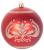 Set 4 globuri rosii pentru brad, cu ornamente festive, 10 cm