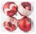 Set 4 globuri rosii pentru brad, cu ornamente festive, 10 cm