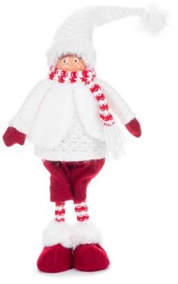 Figurină decorativă de Crăciun băiat textil roșu-alb 57 cm