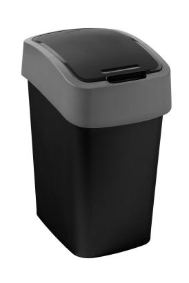 Coș de gunoi Curver Pacific Flip Bin 45L, negru/gri, cu capac batant