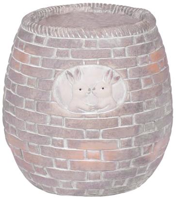 Dekorácia MagicHome, Kvetináč s mozaikou, hnedý, so zajačikmi, keramika, 25x25x25 cm