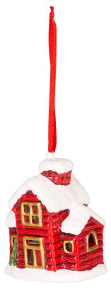 Decoratiune de Craciun suspendata casuta cu LED, teracota, 7,2 cm