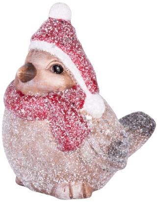 Decoratiune de Craciun pasare din teracota cu sclipici MagicHome