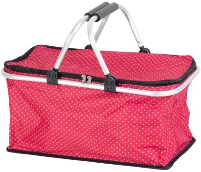 Cos pliabil pentru cumparaturi Jela rosu, cu fermoar, 47x28x25 cm