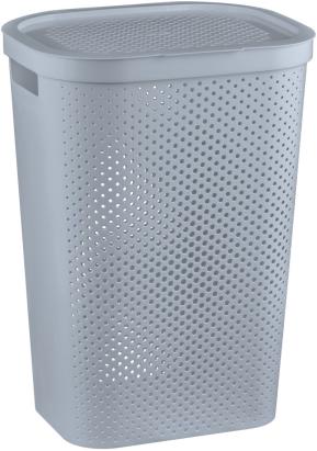 Coș de rufe Curver Infinity Dots 60L gri cu capac, 35x44x60 cm