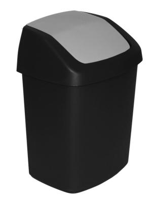 Coș de gunoi Curver Swing Bin 15L, negru/gri, cu capac batant