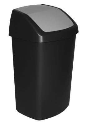 Coș de gunoi Curver Swing Bin 50L, negru/gri, 34x40,6x66,8 cm