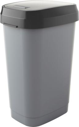 Coș de gunoi KIS Dual Swing L 50 litri, gri, cu capac batant