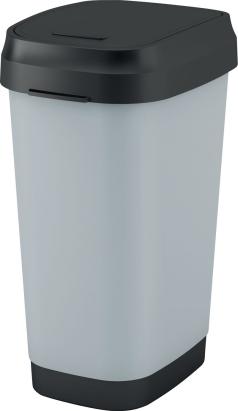 Coș de gunoi KIS Dual Swing Style L, 50L, gri, cu capac batant