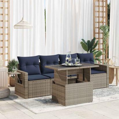 Set mobilier de grădină cu perne, 5 piese,poliratan GartenMobel Dekor