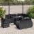 Set mobilier de grădină cu perne, 9 piese, negru, poliratan GartenMobel Dekor