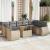 Set canapele de grădină cu perne, 10 piese, bej, poliratan GartenMobel Dekor