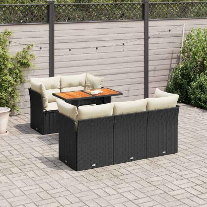 Set mobilier de grădină cu perne, 6 piese, negru, poliratan GartenMobel Dekor