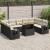 Set canapele de grădină cu perne, 10 piese, negru, poliratan GartenMobel Dekor