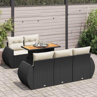 Set mobilier de grădină cu perne, 6 piese, negru, poliratan GartenMobel Dekor