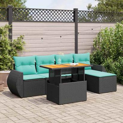 Set mobilier de grădină cu perne, 6 piese, negru, poliratan GartenMobel Dekor