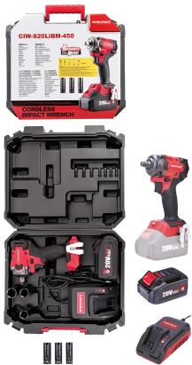 Uťahovák Worcraft CIW-S20LiBM-450 ShareSYS, 20V Li-Ion, rázový, 450Nm, 1/2" square, SET 1x akumulátor 4.0 Ah + rýchlonabíjačka, v kufri