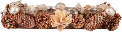 Ikebana advent crem naturala cu conuri pentru Craciun, 44x15x9 cm