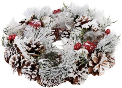 Coroniță advent MagicHome de Crăciun cu crengi ninse, 31x8,5 cm