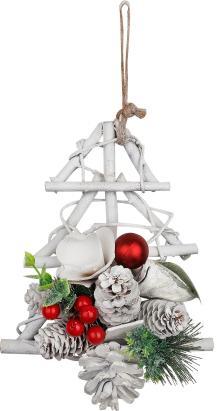 Decoratiune de Craciun suspendata brad cu cetina si conuri, 20 cm