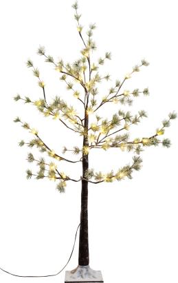 Brad decorativ MagicHome tip borovica cu 48 LED alb cald, nins, 120 cm