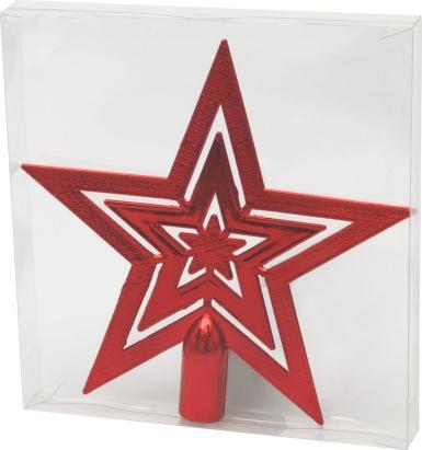 Varf de brad MagicHome stea rosie 20 cm pentru pomul de Craciun