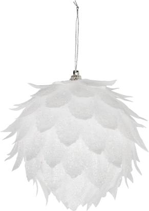 Glob decorativ de Craciun alb cu sclipici, MagicHome, 10 cm