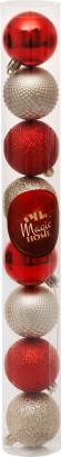 Set 8 globuri de Craciun MagicHome rosu si sampanie, 5 cm
