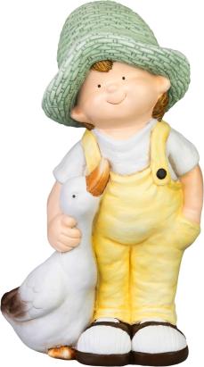 Dekorácia MagicHome, Chlapček s húskou, keramika, 15,5x25,5x44,5 cm