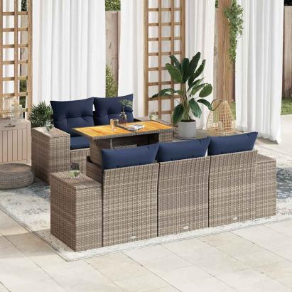 Set mobilier grădină cu perne, 6 piese, gri, poliratan GartenMobel Dekor
