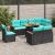 Set mobilier de grădină cu perne, 9 piese, negru, poliratan GartenMobel Dekor