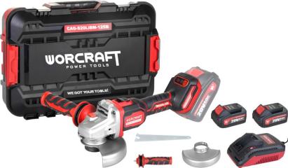 Set polizor unghiular Worcraft 125 mm brushless, 2x 4 Ah si incarcator