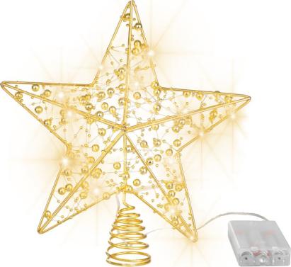 Stea luminoasă pentru brad MagicHome, 10 LED alb cald, 25 cm