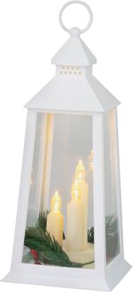 Felinar decorativ de Crăciun MagicHome, alb, 3 LED, 14x14x35 cm