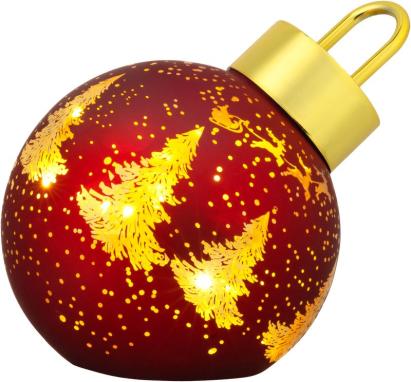 Glob decorativ de Crăciun MagicHome din sticlă roșie cu 10 LED, 12x12x18 cm