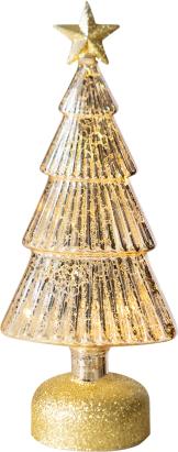 Brad decorativ de Craciun din sticla cu 10 LED alb cald, 29 cm